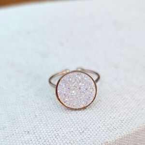 Sterling Silver Drusy Ring Adjustable Size